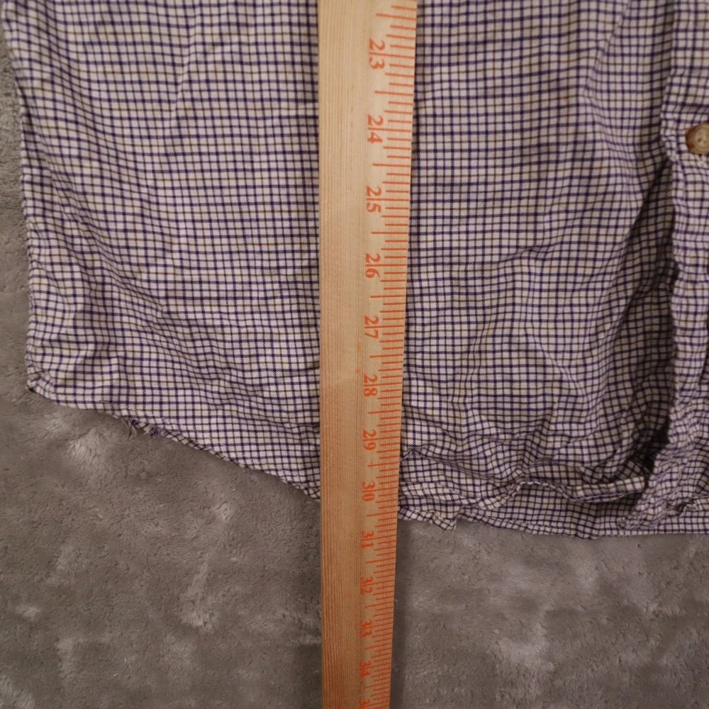 Polo Ralph Lauren Ivory Blue Brown Plaid Slim Fit Long Sleeve Button Up Shirt XL